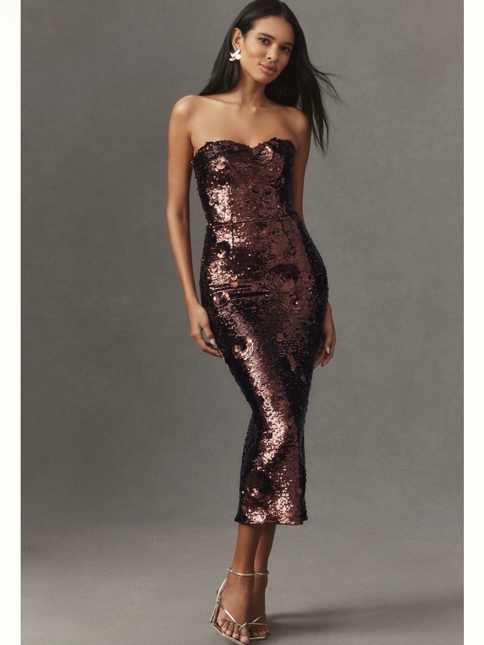 Anthropologie Sequin Dress Bhldn. Dress The Population Shailene Strapless Dress.